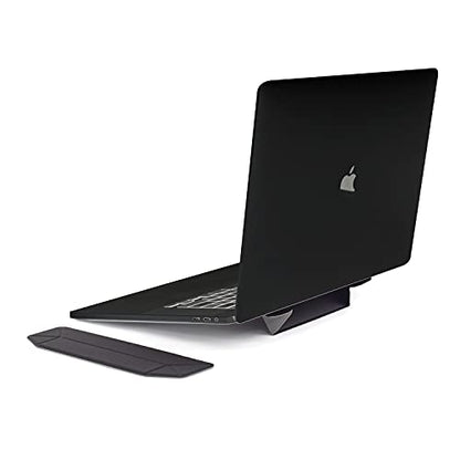 Mount Plus LS1 Flat Foldable Laptop Notebook Tablet Stand | Invisible Lightweight Laptop Stand | Anti-Slide and Portable Notebook Stand | Compatible with MacBook Air, Tablets and Laptops (Black) - color: Black