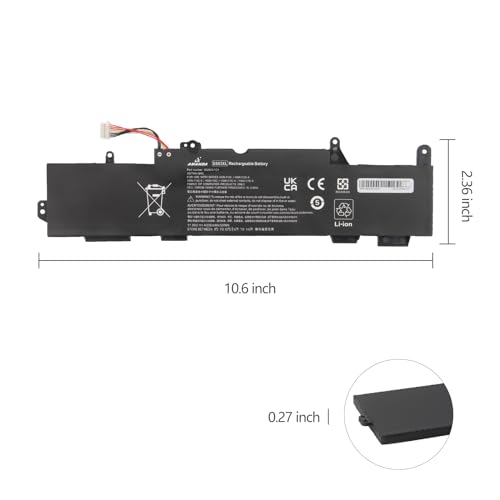 SS03XL 933321-855 Battery for Hp EliteBook 840 G5 G6 EliteBook | 11.55V 50Wh Battery for 730 735 740 745 830 846 ZBook 14U HSN-I12C HSN-I13C-4 HSTNN-LB8G 932823-421 933321-852 - size: 12.13*3.39*0.94 inch SS03XL