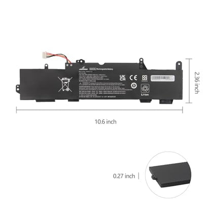 SS03XL 933321-855 Battery for Hp EliteBook 840 G5 G6 EliteBook | 11.55V 50Wh Battery for 730 735 740 745 830 846 ZBook 14U HSN-I12C HSN-I13C-4 HSTNN-LB8G 932823-421 933321-852 - size: 12.13*3.39*0.94 inch SS03XL