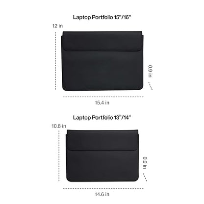 RAINS Laptop Portfolio 13-14" in – Waterproof Sleeve Case for Men and Women | Waterproof PU laptop sleeve for men and women; fits 13-14 in laptop, soft lining, flap closure, slim protective tech case - size: 13-14 Inches