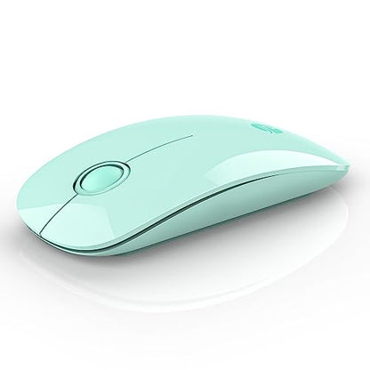 RAPIQUE Wireless Bluetooth Mouse - (BT5.1+USB) Slim Dual Mode MacBook Mice with Quiet Click, Long Battery Life, and 1600 DPI High-Precision Optical Tracking for Laptop, iMac, iPad Pro/air (Green) | Quiet clicks, Low Power, 1600 DPI, USB-A Receiver, Portab