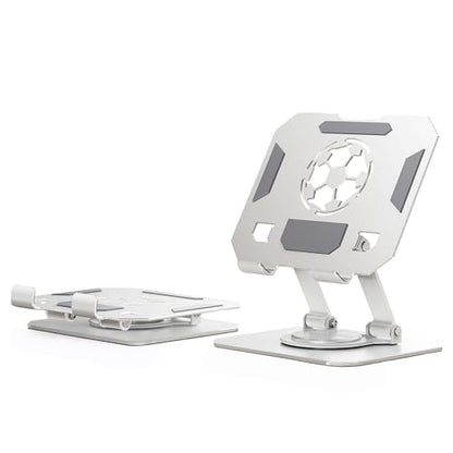 360° Rotatable Metal Tablet Stand, Adjustable Folding Desktop Stand for iPad/iPhone/Switch, Universal Use for Office/Movie/Studying/Drawing/Gaming - color: White
