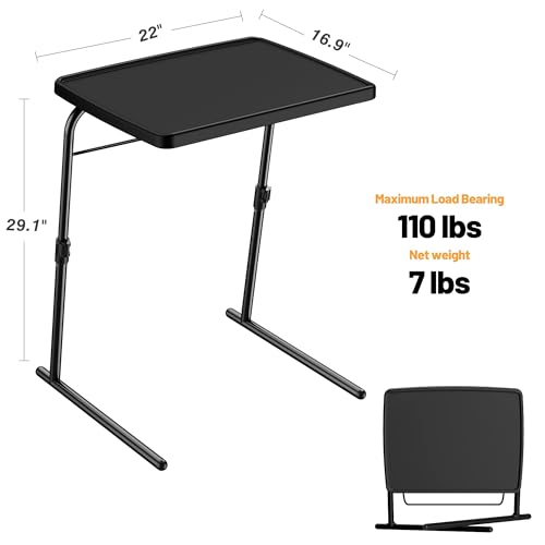 Max TV Tray Table, Allpop Adjustable Large TV Tray for Eating, Folding Dinner Laptop Table on Couch & Bed with 6 Heights & 3 Tilt Angles, Black - color: Black, size: Allpop-Max TV Tray