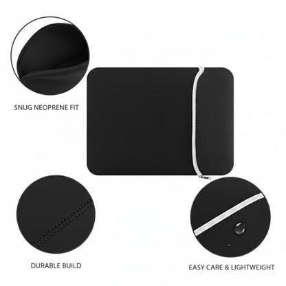Neoprene Laptop Sleeve, Case for 13-Inch Laptops, Cushioned Interior Against Scratches and Bumps in Backpacks, Black