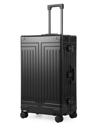 All Aluminum Carry On Luggage，Cut from Whole Aluminum Sheet，22x14x9 Airline Approved ，（3rd Generation，Premium Metal zipperless suitcase ） (black, 28inch) - color: black, size: 28 inch