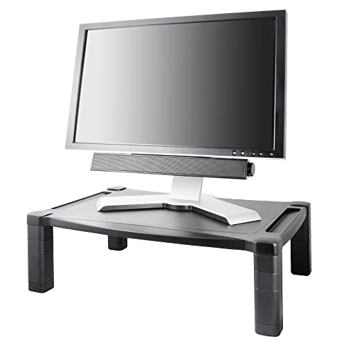 Kantek Extra Wide Single Level Height-Adjustable Monitor/Laptop Stand, 20-Inch Wide x 13.25-Inch Deep x 3 to 6.5-Inch High, Black (MS500) - style: Wide Single Level