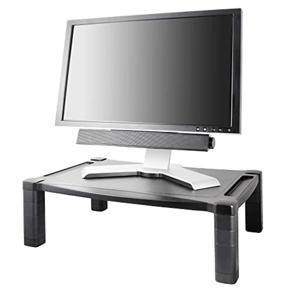 Kantek Extra Wide Single Level Height-Adjustable Monitor/Laptop Stand, 20-Inch Wide x 13.25-Inch Deep x 3 to 6.5-Inch High, Black (MS500) - style: Wide Single Level