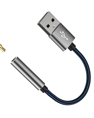 USB to 3.5mm Audio Jack Adapter DAC AUX Mic Headphone Splitter for iphone Tablets Android PC Speaker Headset Dongle Cable Sound Card External Interface for Laptop Earbuds Plug and Play Stereo Calls