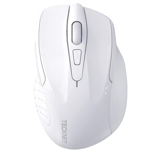 TECKNET Wireless Mouse (2.4G & BT5.0/3.0) Silent 4800 DPI Computer USB A & Bluetooth Mouse 6 Buttons, Wide Compatibility - White - color: White