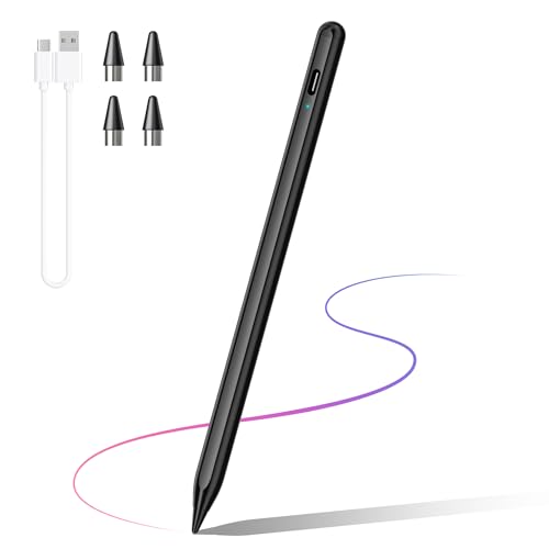 Stylus Pen for Touchscreen, Compatible with i-Phone/Pad/G-alaxy Tab A9+ & Android & i-OS Phones Tablets, Rechargeable Stylist Pencil High Sensitivity Precision for Drawing Writing, Fast Charge - color: Black, size: 1 Pack