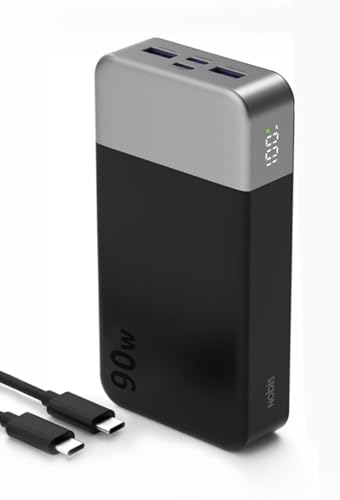 NOBIS Power Bank 90W 20,000mAh Laptop Portable Charger | PD Fast Charging Battery Pack, 4-Port, Digital Display, Compatible Laptop, Tablet, Phone and More - color: Black