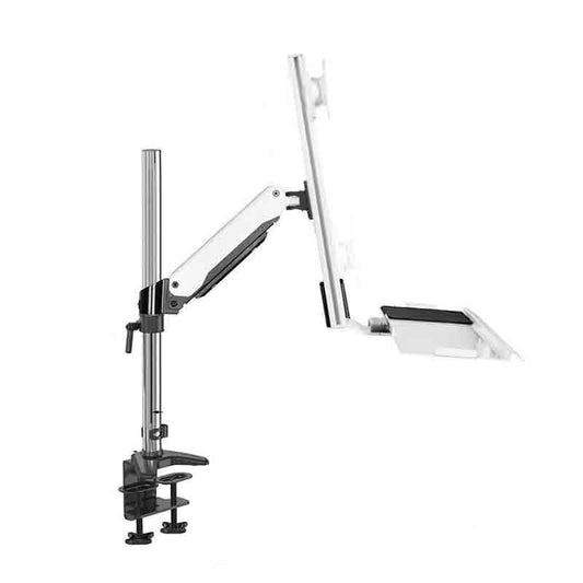 Monitor Stand White Single Arm Single Screen with Engineered Tray Clamp Table Monitor Stand Arm with Tray for 15-27 Inch Screens Monitor Stand Desk arm