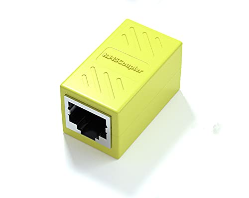 Ethernet Coupler RJ45 Extender，RJ45 Connector Ethernet Cable Extender Adapter for Cat7 Cat6 Cat5e Female to Female (Yellow)
