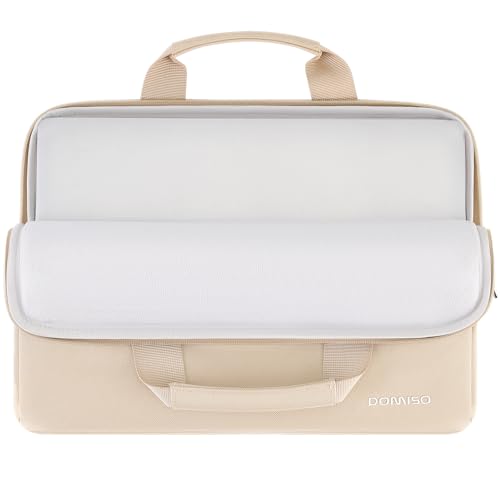 DOMISO 17 inch Laptop Sleeve Protective Case Cover Compatible with 17-17.3 inch HP Dell ASUS Lenovo Chromebook,Waterproof Computer Cases Bag with Handle,Beige - color: Beige, size: 17-17.3 inch