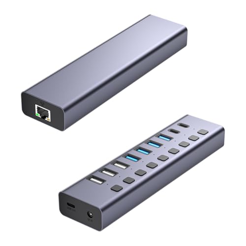 9 In1USB C Hub Aluminum Port USB 3.0 Data Hub Splitter Individual On/Off Switches for Pc Laptop US Plug