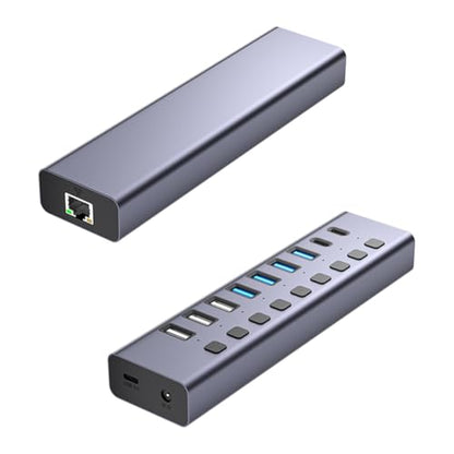 9 In1USB C Hub Aluminum Port USB 3.0 Data Hub Splitter Individual On/Off Switches for Pc Laptop US Plug