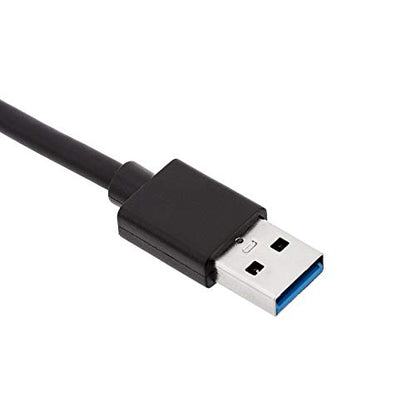 Amazon Basics 4-Port USB 3.0 Hub with 3 USB-A Ports & 1 RJ45 Gigabit Ethernet Port, High-Speed Network Adapter for Laptops, Black