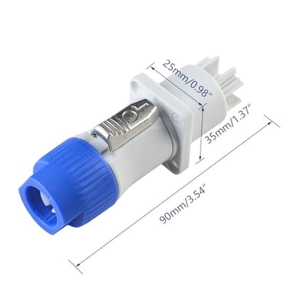 Powercon Connector Input/Output Set - Suitable for NAC3FCA Female Jack AC to Male Powercon Plug - color: 1 Set Blue+1 Set White