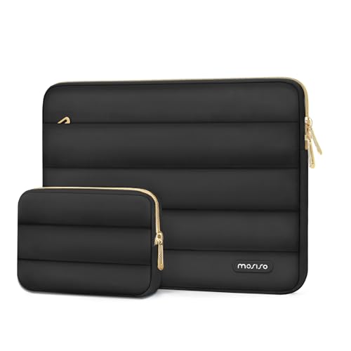 MOSISO Laptop Case 17.3 inch, 17-17.3 inch Puffy Laptop Sleeve Compatible with Dell XPS/HP Pavilion/Ideapad/Acer/Alienware/HP Omen Notebook Computer, Polyester Horizontal Bag with Small Case, Black - color: Black, size: 17.3 inch