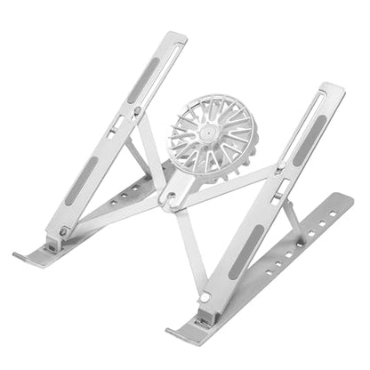 BoxWave Stand and Mount Compatible with MSI Prestige 14 Flip AI Business Laptop (14 in) - QuickSwitch Stand with Cooling Fan, Portable, Multi Angle Viewing Ventilator - Metallic Silver
