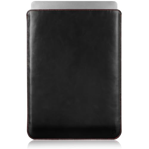 Casemade Real Leather Laptop Sleeve for MacBook Pro & Air Fits 13, 14, 15 & 16 Inch - Genuine Full Grain Leather with Soft Wool Lining (16 inch - Pro M1/M2/M3/M4/M5) - color: Black, size: 16" Pro M1-M5