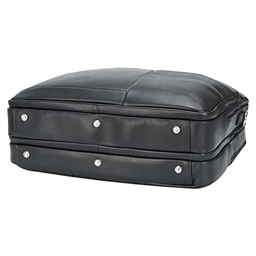 Polare X-Large 18" Full Grain Leather Briefcase For Men Business Travel Case Messenger Bag Fits 17.3" Laptop - color: Black (X-large 18'')
