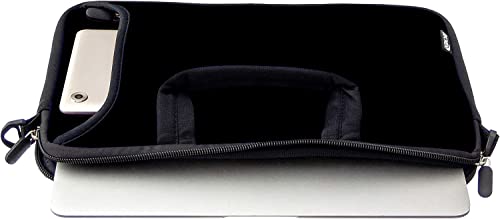 10 inches Messenger Bag Carrying Case with Handle Accessory Pocket Fits 7 to 10-Inch Laptops/Notebook/ebooks/Kids Pad (7-10.2 inch, Pure Black) - color: Pure Black, size: 7-10.2 inch