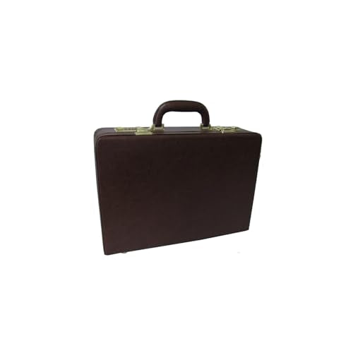 Maykoosh City Sleek Executive Faux Leather Attached Case, Two-Tone Brown, Expandable Depth, Velvet Lining, Combination Lock, Top Comfort-Grip Handle