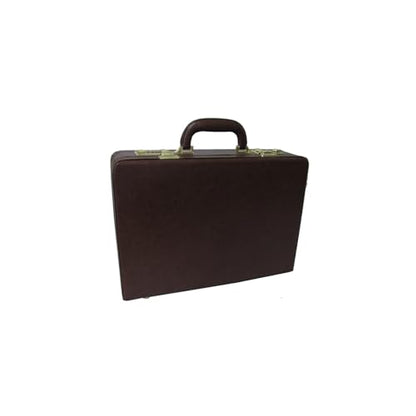 Maykoosh City Sleek Executive Faux Leather Attached Case, Two-Tone Brown, Expandable Depth, Velvet Lining, Combination Lock, Top Comfort-Grip Handle