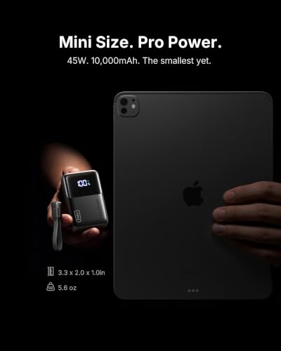INIU Portable Charger, Ultra Mini 10000mAh 45W Fast Charging Power Bank | Flight-Safe, USB-C Cable, Travel Essential, 45W Battery Phone Pack for iPhone 17 16 Samsung S26 Google iPad etc - color: Black