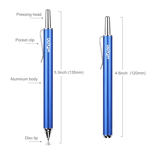Mixoo Universal Stylus Pen for Touchscreen iPhone iPad Android Tablet Apple Kindle Switch Chromebook Galaxy All Touch Screens, Disc Stylus Pens for Touch Screens (6 Retractable (Black + Blue)) - color: 6 Retractable (Black + Blue)