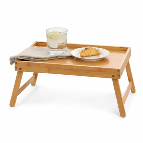 Gibson Home Continental Bamboo Bed Tray with Folding Legs, for Breakfast, Eating, Working, Laptop, Foldable Serving