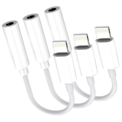 3 Pack [Apple MFi Certified] Lightning to 3.5 mm Headphone Jack Adapter, iPhone 3.5mm Headphones/Earphones Aux Audio Dongle Adapter Compatible for 14/13/12/11/XS/XR/X/8/7, Support All iOS - color: 3 Pack