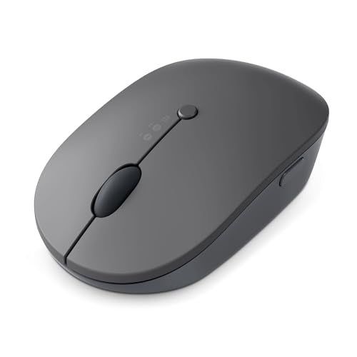 Lenovo Go Multi-Device Wireless Mouse, 2.4GHz Nano USB-C Receiver, Bluetooth, Adjustable DPI, USB-C Rechargeable Battery, Qi Wireless Charging, Ambidextrous, GY51C21211, Grey - color: Grey
