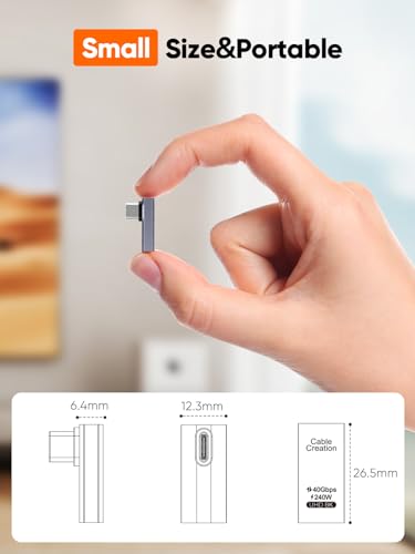 CableCreation 90 Degree USB C Adapter 2-Pack, Right Angle USB C Adapter | 40Gbps 240W, 8K@60Hz, Male to Female for Steam Deck, ROG Ally, Switch, Notebook, PC, Tablet, Phone and More, Middle Angle - size: 2PCS, style: Middle Angle