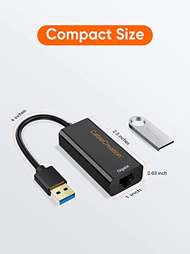 USB to Ethernet Adapter, CableCreation USB 3.0 to Wired LAN Network Adapter | 10/100/1000 Gigabit Compatible with Nintendo Switch, Windows, MacBook, macOS, Mac Pro Mini, Laptop, PC and More - size: 1Pack