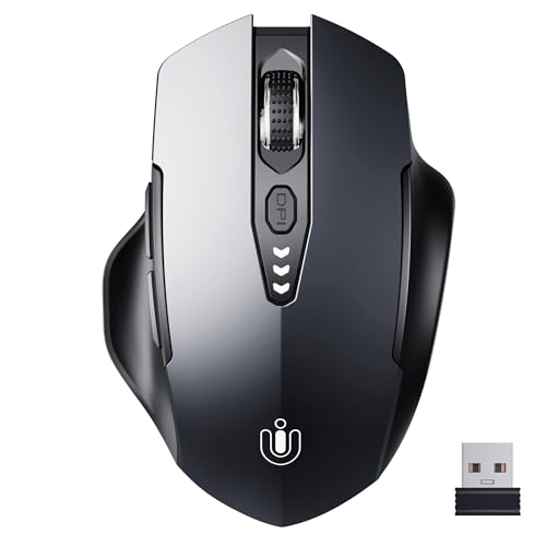 Uineer Wireless Mouse, 2.4GHz Rechargeable Computer Mouse, Battery Display | Stable 2.4GHz USB-A connection, rechargeable battery display and 4 adjustable DPI levels. - color: Gray