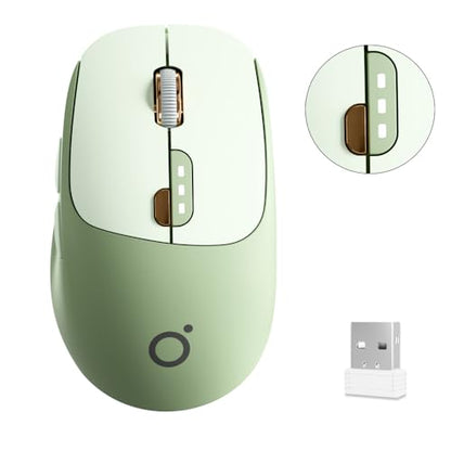 SEUNKWANG Dual-Mode Wireless Mouse with Visible Battery Indicator, Silent Rechargeable Bluetooth & 2.4G Computer Mouse, 1600 DPI, One-Click Desktop Privacy Key, Portable Mice for Laptop/PC/Mac - Green - color: Green