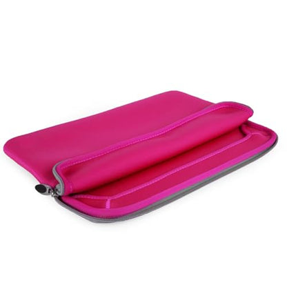 Neoprene Laptop Sleeve for 13 13.3 Inch Devices, Dual Zipper Shock Resistant Computer Pouch, Water Resistant and Lightweight Protective Bag for Men and Women - color: Magenta