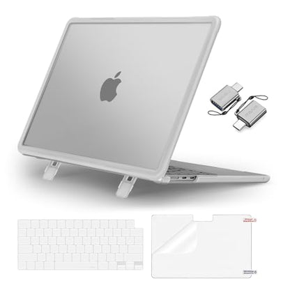 MOSISO Compatible with MacBook Air 13 inch Case M5 M4 M3 M2, Matte Clear | 4 in 1 Kit Anti-Crack Hard Shell with Kickstand for MacBook Air 13.6 inch Case 2026-2022 A3449 A3240 A3113 A2681 - color: Matte Clear