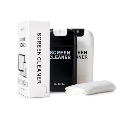 Screen Cleaner Spray Kit with Nano Fiber Cloth for Phone, iPad, Laptop, Monitor & TV Screens, Portable Streak-Free Cleaning Set, 2 Pack