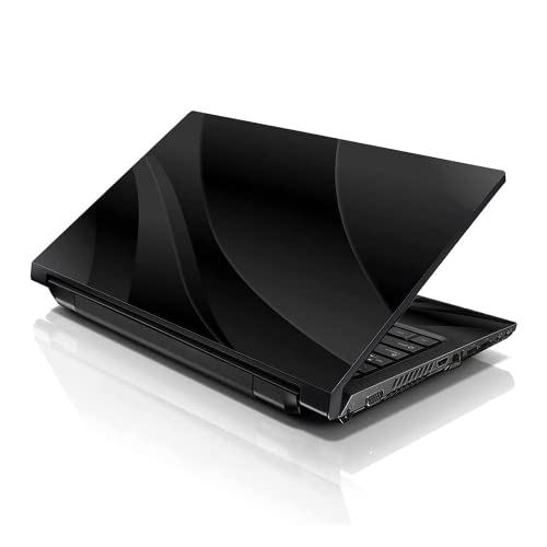 LSS 15 15.6 Inches Laptop Notebook Skin Sticker with 2 Wrist Pads - Reusable Cover Protector Vinyl Sticker Cover Decal Fits 13" - 16" HP Asus Acer Samsung - Black Waves - color: Black Waves, size: 13" - 16"
