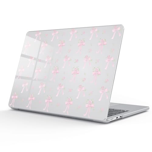 for MacBook Air 13.6 Inch Case M5/M4/M3/M2 2026-2022 Release A3449 A3240 A3113 A2681 Cute Flower Bow Aesthetic Design Crystal Clear Girly Case Laptop Protective Hard Shell Cover - color: Flower Bow