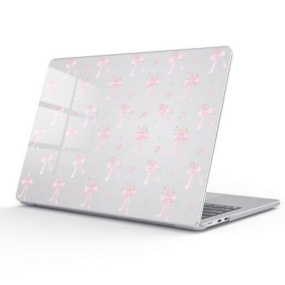 for MacBook Air 13.6 Inch Case M5/M4/M3/M2 2026-2022 Release A3449 A3240 A3113 A2681 Cute Flower Bow Aesthetic Design Crystal Clear Girly Case Laptop Protective Hard Shell Cover - color: Flower Bow