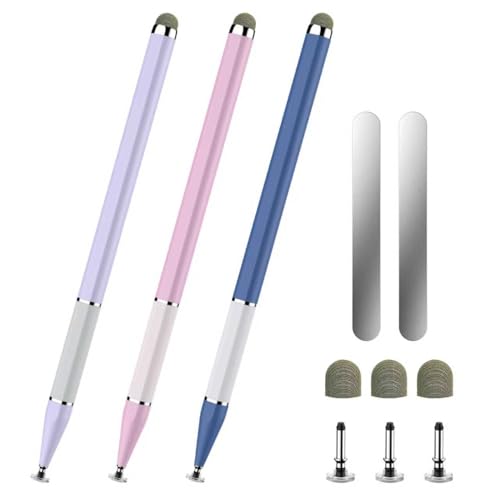Bopomofo Stylus Pen for Touchscreen,3PCS 2-in-1 Magnetic Stylus Pen | High Sensitivity & Precision Stylus,Extended Pen Body Design,Compatible with Touch Screens(6 Tips+2 Magnetic Sheets) - color: Pink/Purple/Blue