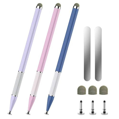 Bopomofo Stylus Pen for Touchscreen,3PCS 2-in-1 Magnetic Stylus Pen | High Sensitivity & Precision Stylus,Extended Pen Body Design,Compatible with Touch Screens(6 Tips+2 Magnetic Sheets) - color: Pink/Purple/Blue