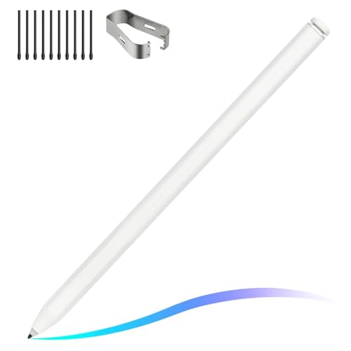 EMR Stylus Pen for Remarkable 2 / Remarkable 1, Kindle Scribe, BOOX Tablets, Battery-Free with Digital Eraser, 4096 Pressure Levels, Magnetic Pen Holder, 10 Replacement Nibs Included, White - style: 10 Pencil Tips-white