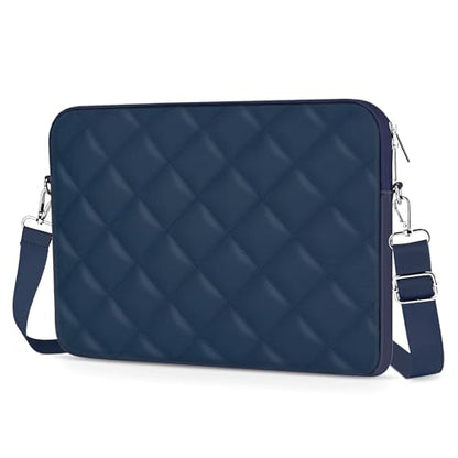 Puffy Quilted Laptop Sleeve with a Removable Shoulder Strap Compatible with MacBook Air 13 inch M2 A2681 M1 A2337 A2179 A1932 2023-2018/Pro 13 M2 M1 A2338 A2251 A2289 A2159 A1989 A1706 A1708 - color: Sleeve - Navy, size: 13 inch