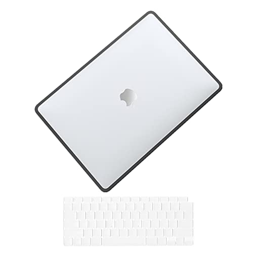 Se7enline for MacBook Air 13 inch Case M1 2024-2018 A2337 A2179,Clear&Black | TPU Bumper + PC Matte Laptop Hard Shell Case with Keyboard Skin Anti-Fingerprint Shock-Resistant Collision Prevention Durable - color: (TPU) Transparent&Black, size: 13.3 inch (