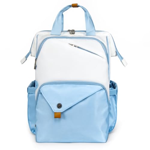 Hap Tim Travel Backpack Carry On Flight Approved, Laptop Backpack for School, Work Backpack Woman, White Blue（7651-WB） - color: White Blue